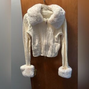 Faux Fur Trimmed Cream Jacket
